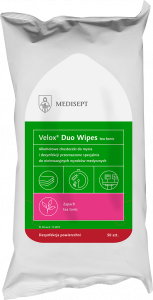 <b>Velox® Duo Wipes 50szt. </b>Alkoholowe chusteczki do dezynfekcji.