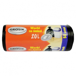 <b>Grosik worki na śmieci</b> - Czarne 20L 50szt.