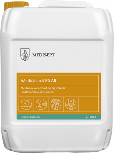 <b>Mediclean 570 All 5l.</b> Preparat do czyszczenia powierzchni w przetwórstwie spożywczym.