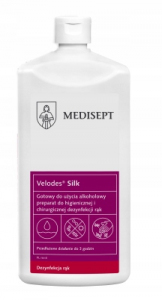 <b>Velodes Silk 1l.</b> Płyn do higienicznej i chirurgicznej dezynfekcji rąk.