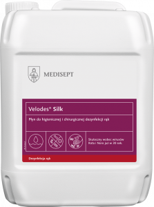 <b>Velodes Silk 5l. </b>Płyn do higienicznej i chirurgicznej dezynfekcji rąk.