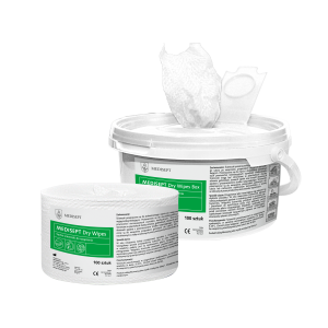 <b>Dry Wipes Box.</b>  Ściereczki do nasączenia preparatem dezynfekującym w wiaderku.