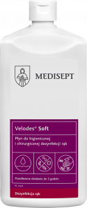 <b>Velodes Soft 500ml. </b>Płyn do higienicznej i chirurgicznej dezynfekcji rąk.