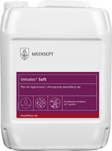 <b>Velodes Soft 5l.</b> Płyn do higienicznej i chirurgicznej dezynfekcji rąk.