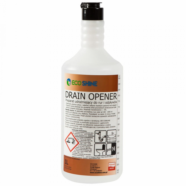 <b>Drain Opener 1l udrażniacz.</b> Preparat do udrażniania rur i odpływów.
