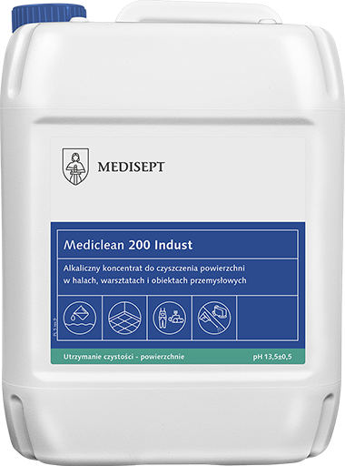 <b>Mediclean 200 Indust 5l.</b> Koncentrat do czyszczenia powierzchni w obiektach przemysłowych.